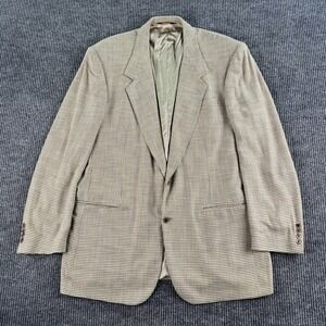 Vintage Yves Saint Laurent Suit Jacket 48 L Beige Wool Houndstooth USA Union